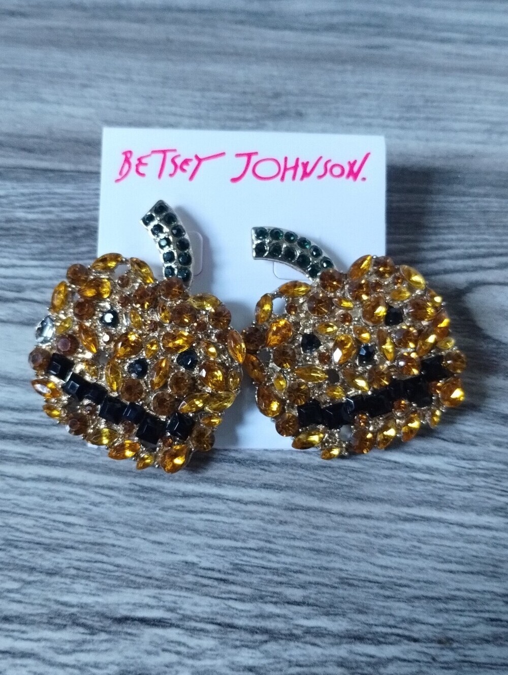 Betsey Johnson Blingy Pumpkin Earrings